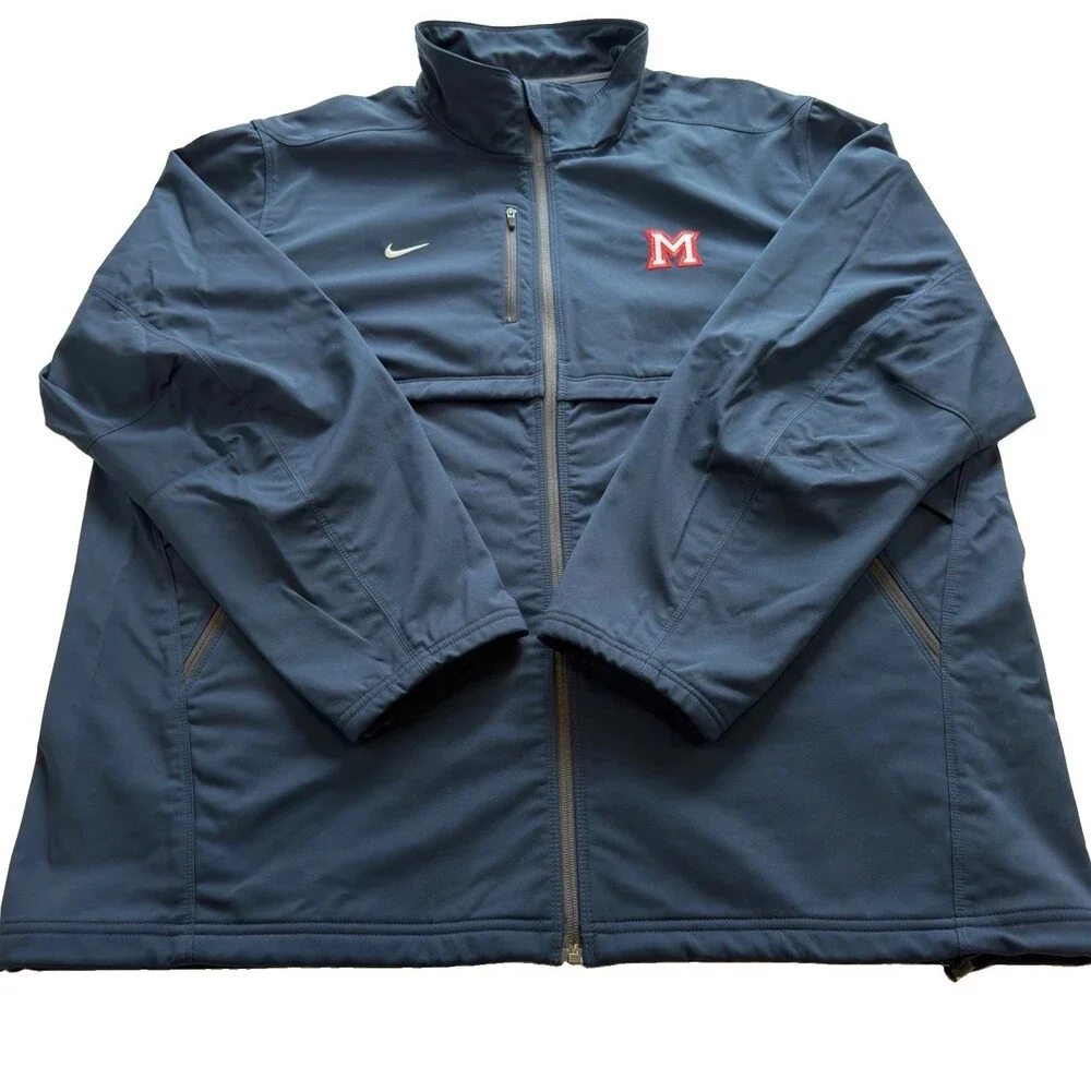 Nike Miami University Team Issued Full Zip Jacket Men's 2XL Navy Lined Softshell